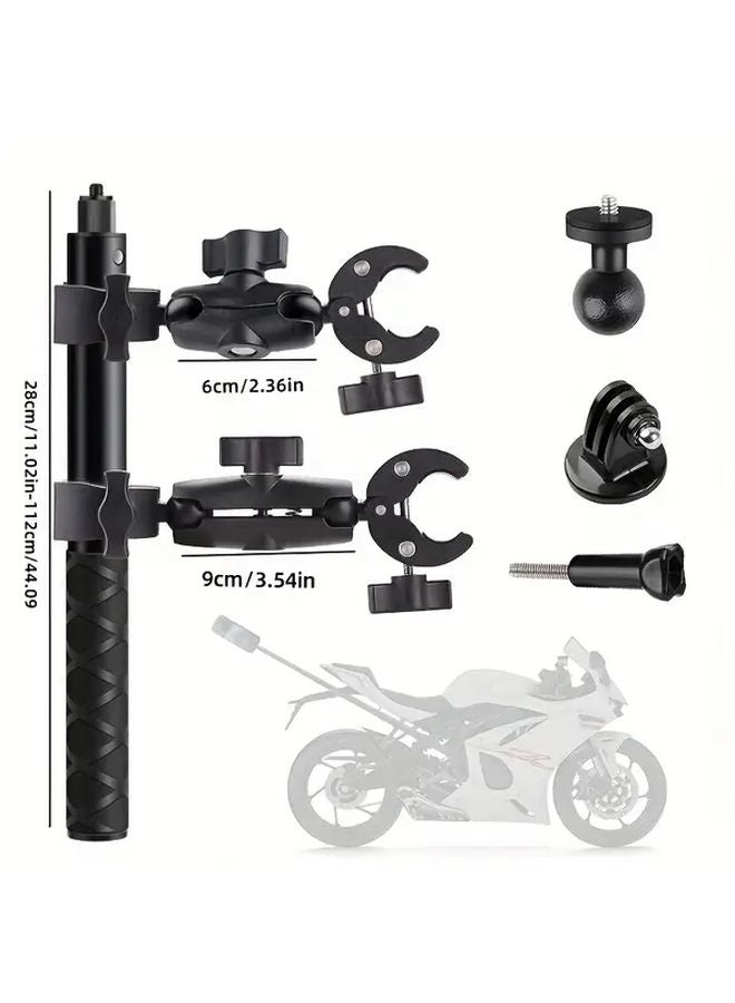 Motorcycle Bracket Double Head Clamp With 47.24 Inch Selfie Stick For Sports Camera X4 X3 - Image 2